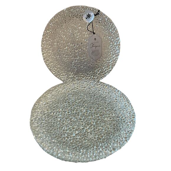 Akcam Turkish Glass 8in Appetizer | Dessert Plate Set of 4 Clear Frosted NEW - Picture 2 of 15